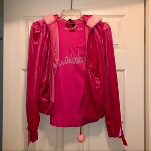Santababy Pink Velour Jacket & Tank
